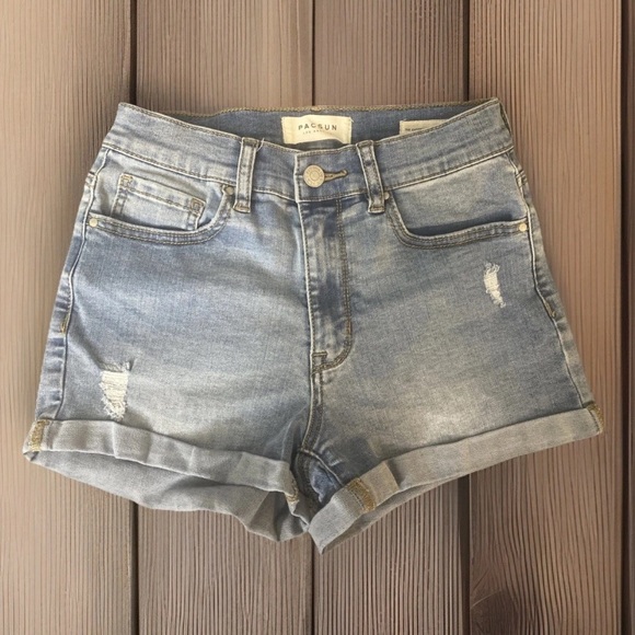 PACSUN Jean Shorts Size 26 3 Stretchy Hi Rise - Picture 1 of 8
